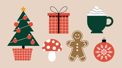 Fototapeta premium Seamless festive holiday background pattern with colorful Christmas ornaments