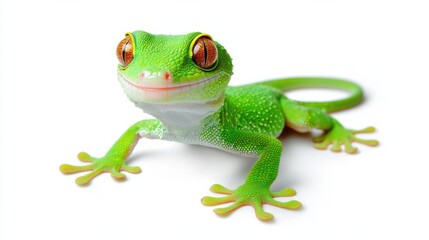 Curious Green Tree Frog Perching on Branch in Lush Tropical Jungle Habitat