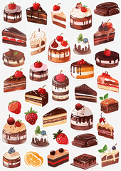 Collection of Cute Chocolate Cake Sticker Designs

