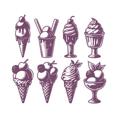 Ice Cream Vector Silhouettes Set