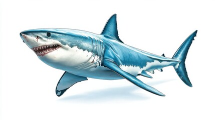 Fierce Great White Shark Hunting in Deep Blue Ocean Depths