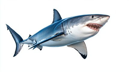 Naklejka premium Fierce Great White Shark Attacking with Open Jaws Underwater in Ocean