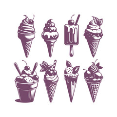 Ice Cream Silhouette Illustrations