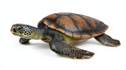 Fototapeta premium Graceful Green Sea Turtle Swimming Underwater in Tropical Ocean Environment