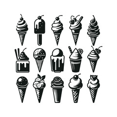 Ice Cream Silhouette Illustrations