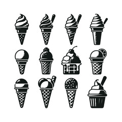 Ice Cream Silhouette Illustrations