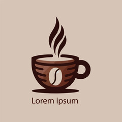 Minimal coffee mug logo with steam, modern and sleek