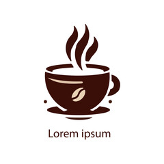 Minimal coffee mug logo with steam, modern and sleek
