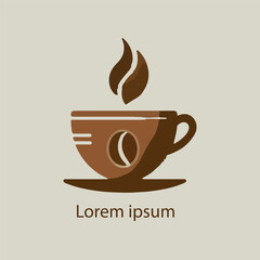 Minimal coffee mug logo with steam, modern and sleek