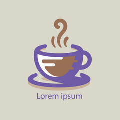 Minimal coffee mug logo with steam, modern and sleek