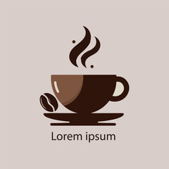 Minimal coffee mug logo with steam, modern and sleek