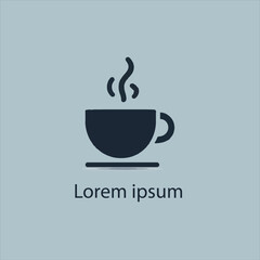 Minimal coffee mug logo with steam, modern and sleek