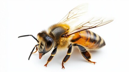 Close up Shot of Busy Buzzing Honeybee Pollinating Flowers in Garden