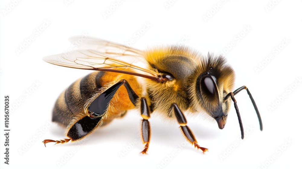 Poster close up macro shot of honeybee with detailed features