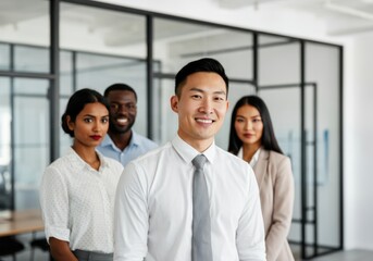 Diverse team of young professionals in modern office setting