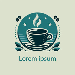 Minimal coffee mug logo with steam, modern and sleek