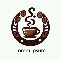 Minimal coffee mug logo with steam, modern and sleek