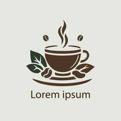 Minimal coffee mug logo with steam, modern and sleek