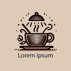 Minimal coffee mug logo with steam, modern and sleek