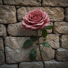 A rose carved into the stone wall of an ancient cathedral.