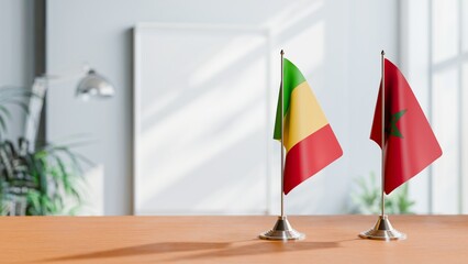 FLAGS OF MALI AND MOROCCO ON TABLE