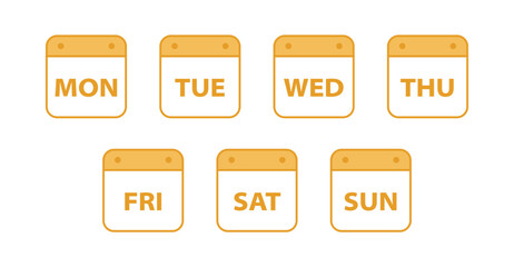 everyday calendar icon set. weekend days name flat calendar icon