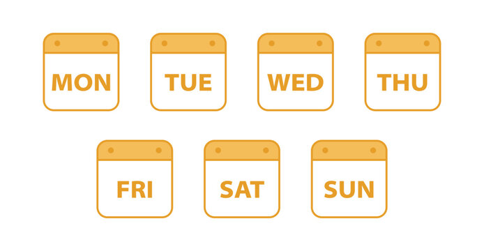 everyday calendar icon set. weekend days name flat calendar icon