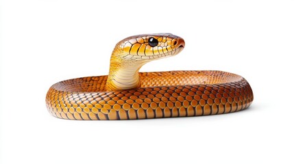 Naklejka premium Coiled venomous snake ready to strike in natural habitat