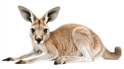 Fototapeta premium Adorable Kangaroo Resting in Grassy Australian Meadow