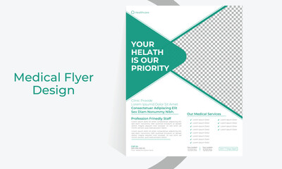 Corporate simple healthcare and medical flyer design.