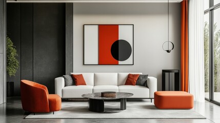 Modern Living Room Design with Bold Colors and Minimalist Decor
