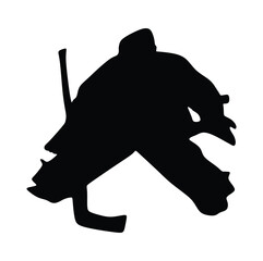 Ice hockey player, isolated vector silhouette. Ice hockey player skating with puck, isolated vector silhouette