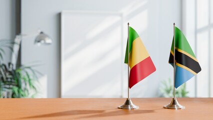 FLAGS OF MALI AND TANZANIA ON TABLE