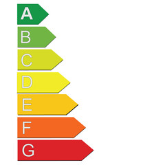 Energy efficiency rating label. Energy efficiency scale. Energetic class of domestic appliances. Vector illustration