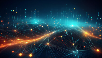 Obraz premium Abstract technology network with glowing nodes and lines.