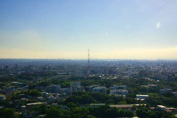 Fototapeta premium 快晴の東山タワーから見下ろした名古屋市の都市風景
