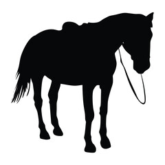 Black silhouette of a saddled horse