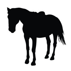 Black silhouette of a saddled horse
