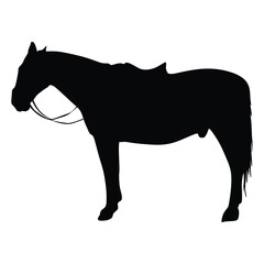 Black silhouette of a saddled horse