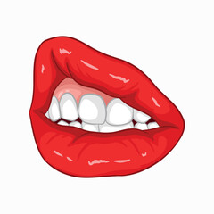 Naklejka premium Red female lips isolated on white background. Vector illustration. Eps 10.
