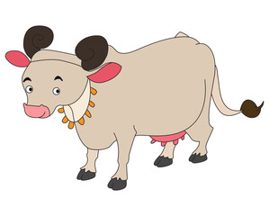 A milky cow isolated on white background