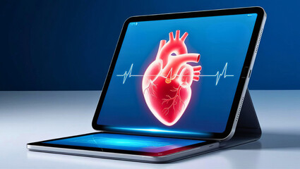 Health monitoring device displays heartbeat visualization digital environment medical concept tech innovation
