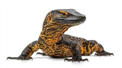 Obraz premium Closeup of Exotic Lizard in Natural Habitat Showcasing Detailed Skin Texture and Patterns