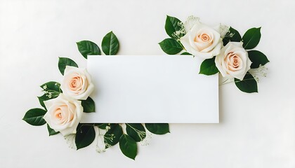 Elegant white rose card layout design.