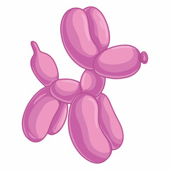 Illustration of dog pink balloons on a white background. Vector illustration.
