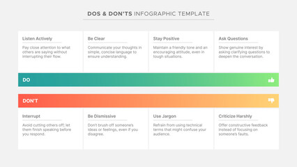 Dos and Don'ts, Pros and Cons, VS, Versus Comparison Infographic Design Template
