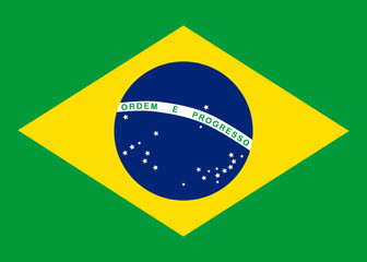 Fototapeta premium Brazil flag icon. Drapeau du Brésil. The flag of Brazil. Flag icon vector illustration on white background.