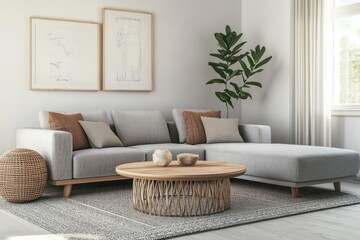 Modern Living Room Sectional Sofa Design With Wooden Coffee Table