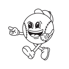 Cartoon Baseball Mascot Character Vector Illustration on White Background