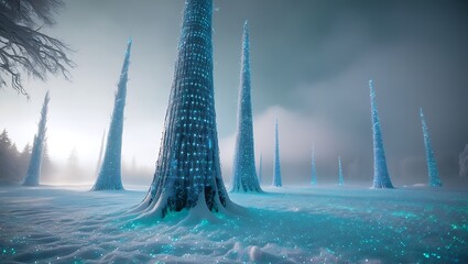 Enchanting Luminescent Trees In A Winter Wonderland